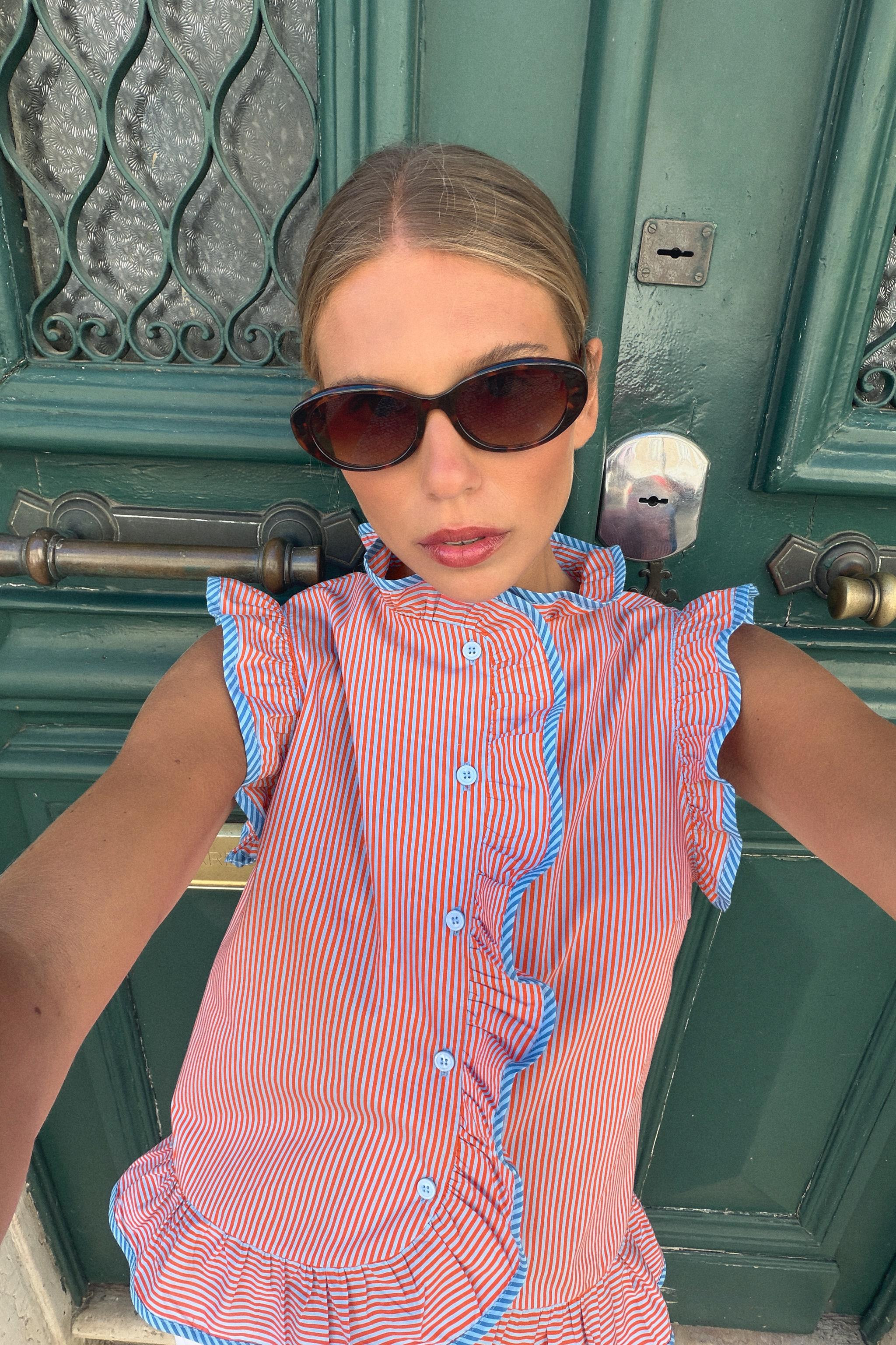 STRIPED RUFFLE BLOUSE | Zara US