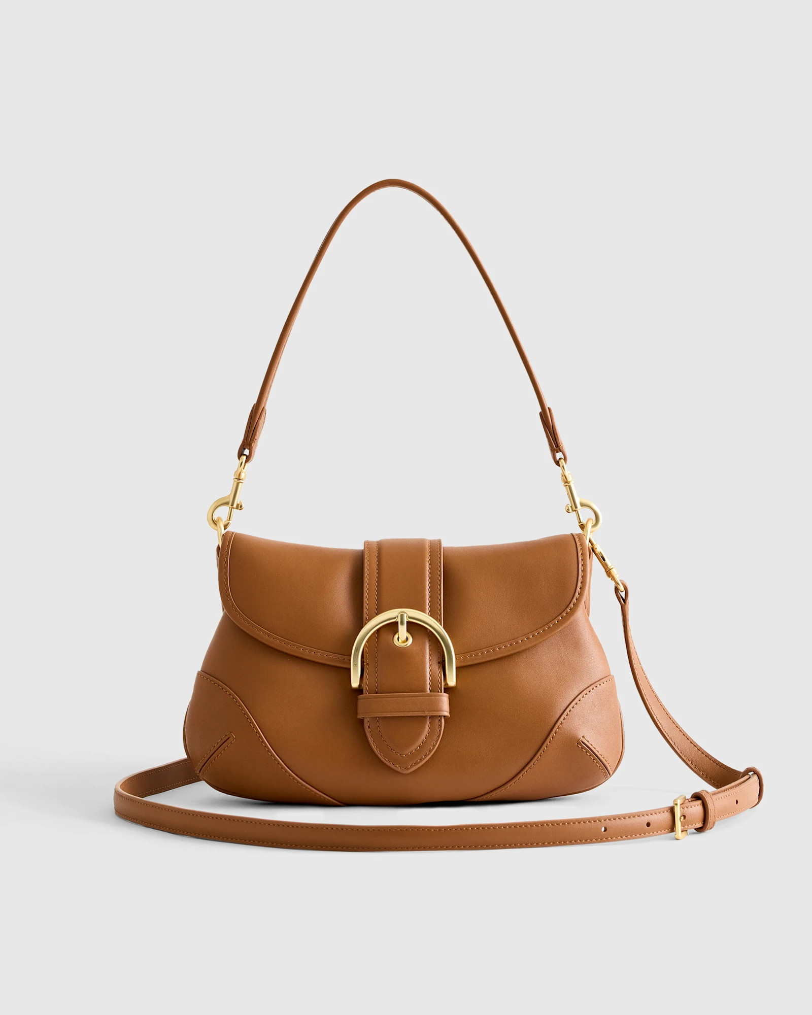 Italian Leather Buckle Detail Shoulder Bag | Quince