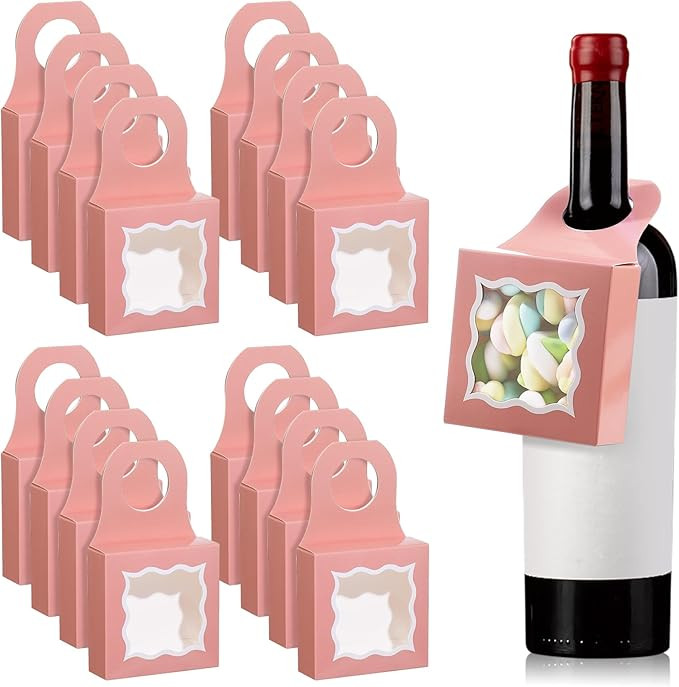 ISKYBOB 20PCS Wine Bottle Box with Window, Wine Boxes for Mother's Day Gifts Hanging Wine Treat B... | Amazon (US)