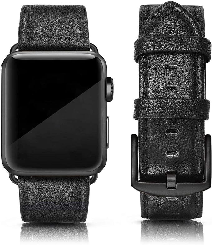EDIMENS Leather Bands Compatible with Apple Watch 45mm 42mm 44mm Band Men Women, Vintage Genuine ... | Amazon (US)
