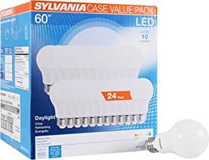 SYLVANIA LED A19 Light Bulb, 60W Equivalent, Efficient 8.5, 10 Year, W, 5000K, 800 Lumens, Froste... | Amazon (US)