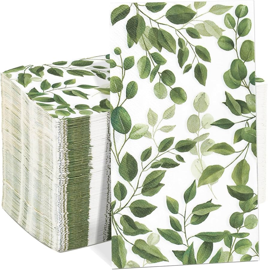 Homlouue 100 PCS 3 Ply Eucalyptus Greenery Napkins, Sage Green Napkins, Floral Napkins for Dinner... | Amazon (US)