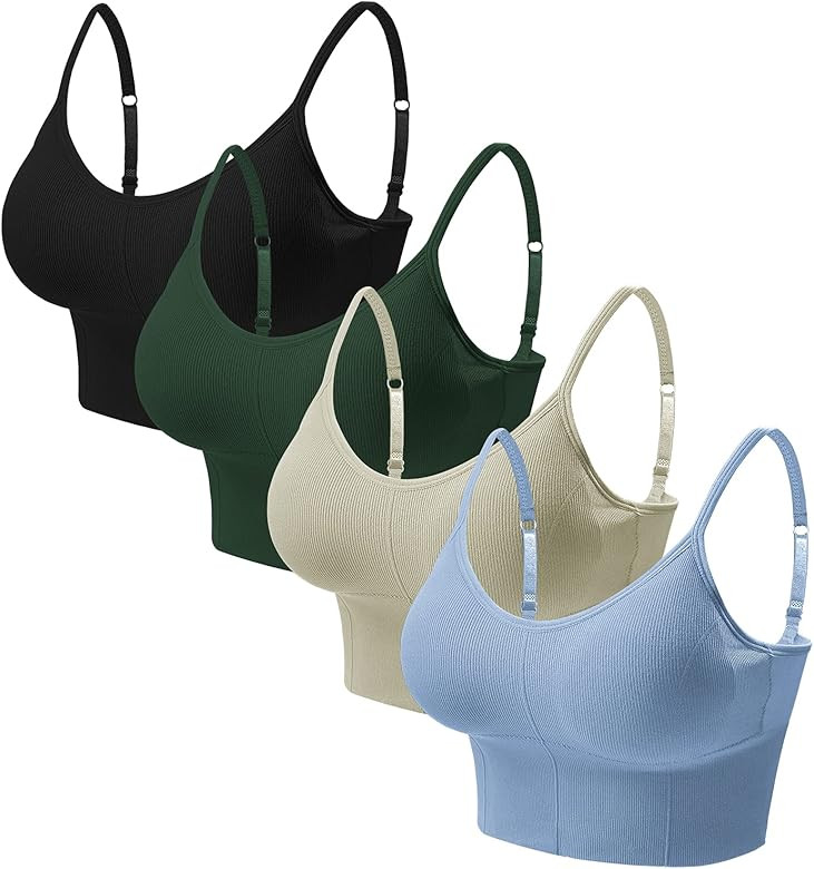Eleplus 4 Pieces Comfy Sleep Bra for Women Cami Lounge Bra Wirefree Padded Bralettes Longline Pac... | Amazon (US)