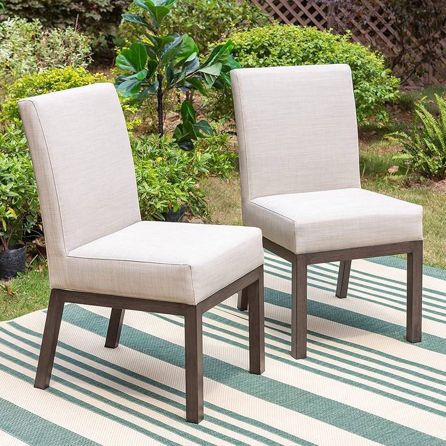 Sophia & William Upholstered Padded Patio Dining Chairs Set of 2, Outdoor Armless Conversation Ch... | Amazon (US)