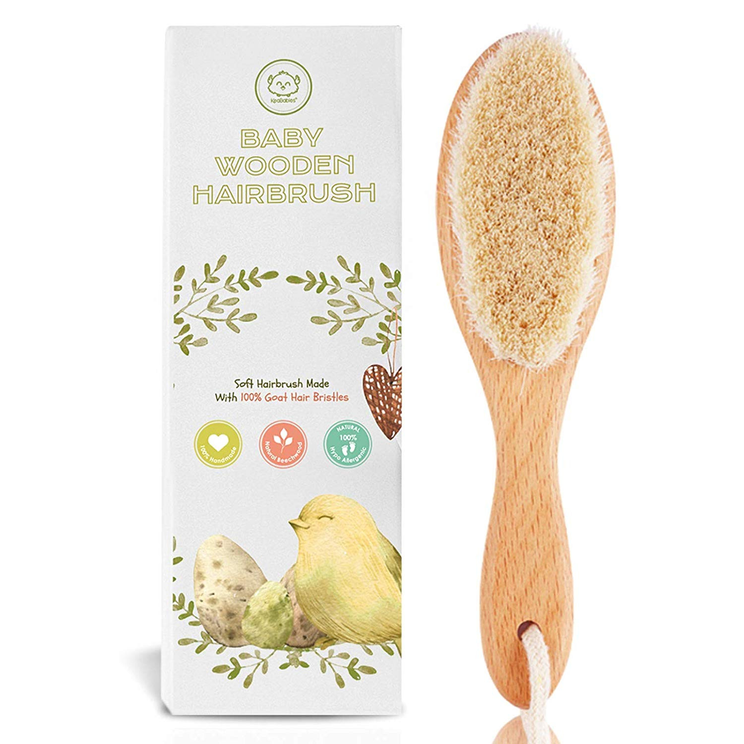 KeaBabies Wooden with Soft Goat Bristles for Cradle Cap 7.6" Oval Hair Brush, Beige | Walmart (US)