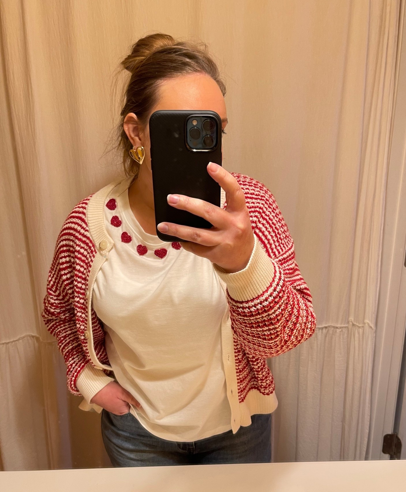 Heart tee, red sweater, heart shirt, heart earrings, blue jeans, high waisted jeans, Valentine’s Day, Vday, stretchy jeans, Amazon jeans, red and white

#LTKTravel #LTKSaleAlert #LTKMidsize