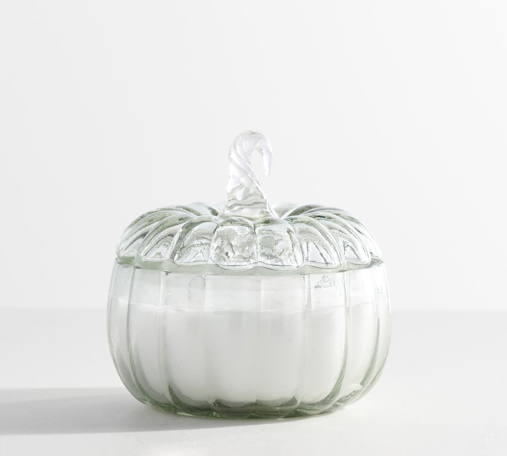 Recycled Glass Pumpkin Candle, Pumpkin Cedar, Small | Pottery Barn (US)