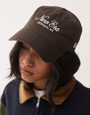 New Era 9twenty womens unstructured script logo cap in brown | ASOS (Global)