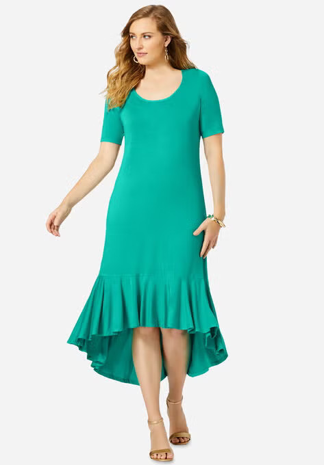 Everyday Knit Flounce Hem Maxi Dress | Jessica London