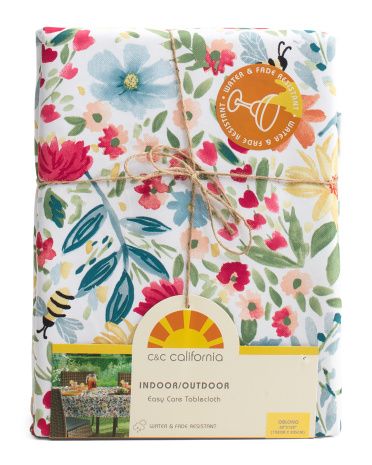 60x120 Floral Pattern Indoor Outdoor Tablecloth | TJ Maxx