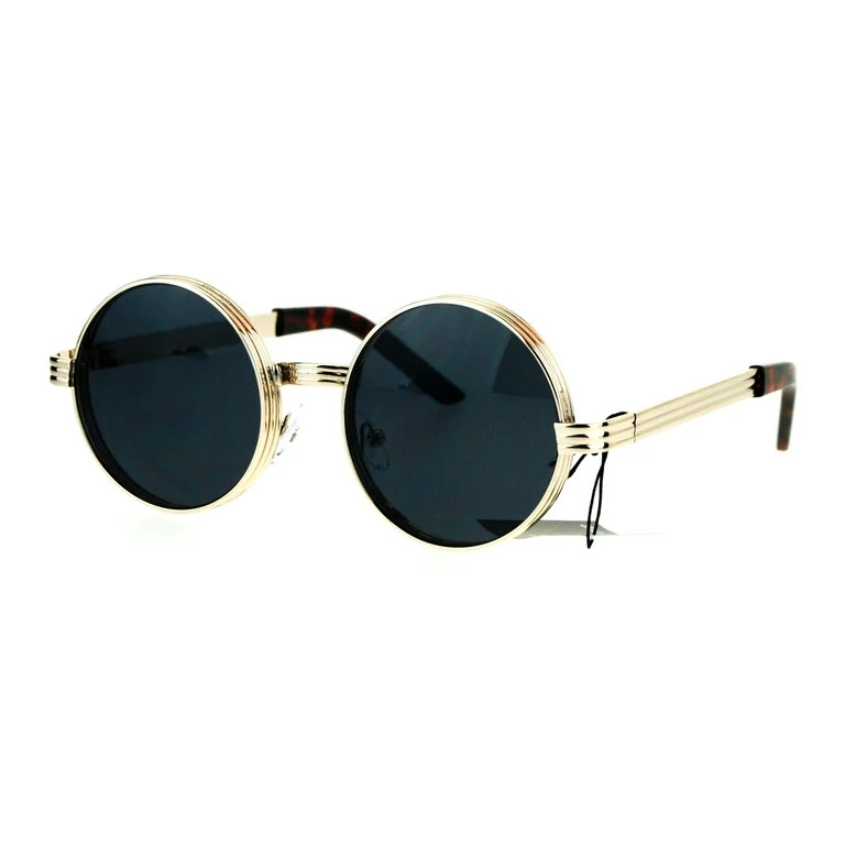 Steampunk Thick Metal Round Circle Lens Vintage Victorian Sunglasses White Gold | Walmart (US)