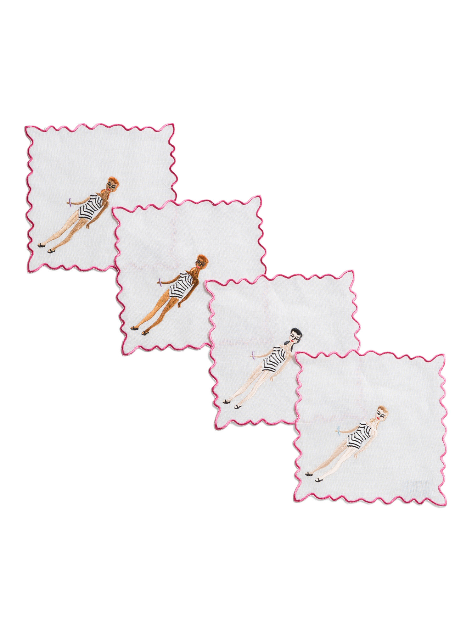 Set Of 4 Linen Blend Barbie Cocktail Napkins | TJ Maxx