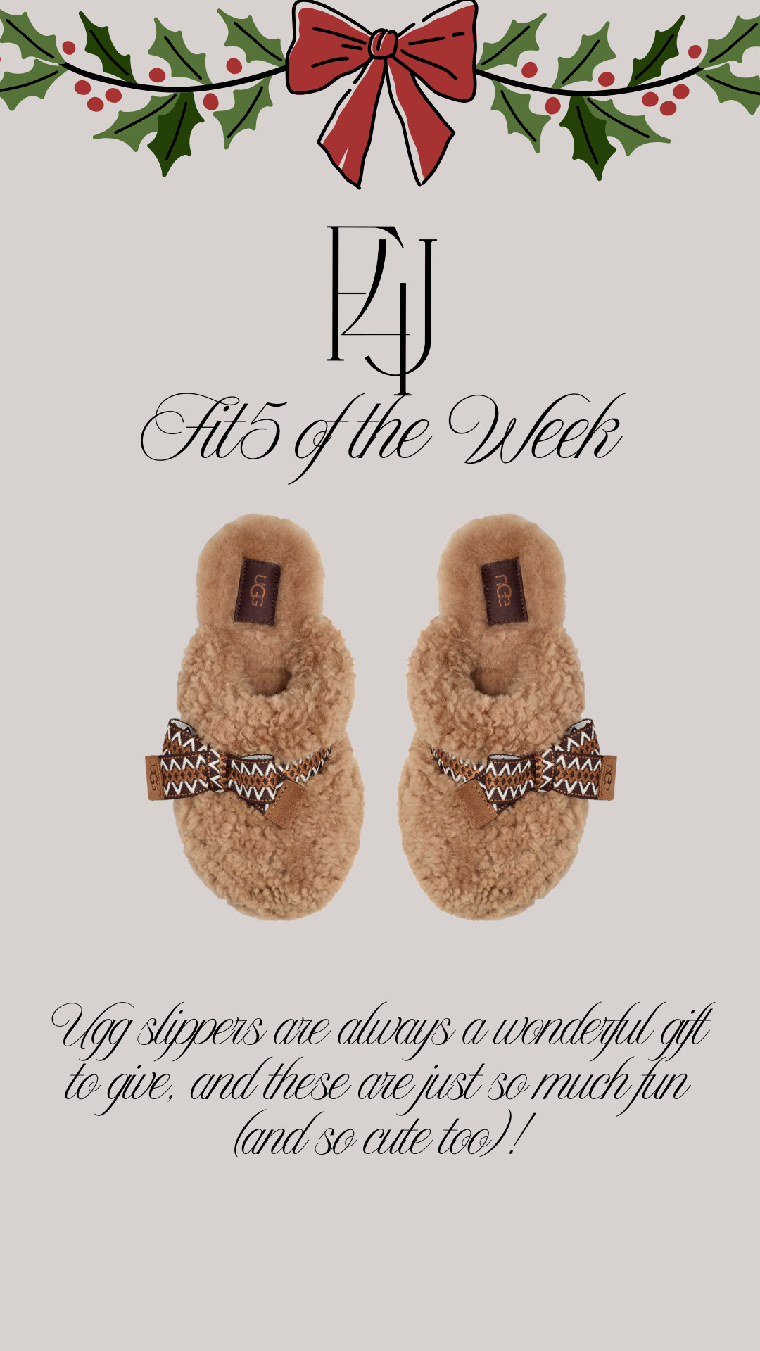 Ugg slippers are always a wonderful gift to give, and these are just so much fun and so cute too!

Fit4Janine, Cozy, Chic, Gift Idea 

 #LTKGiftGuide #LTKHoliday #LTKSeasonal