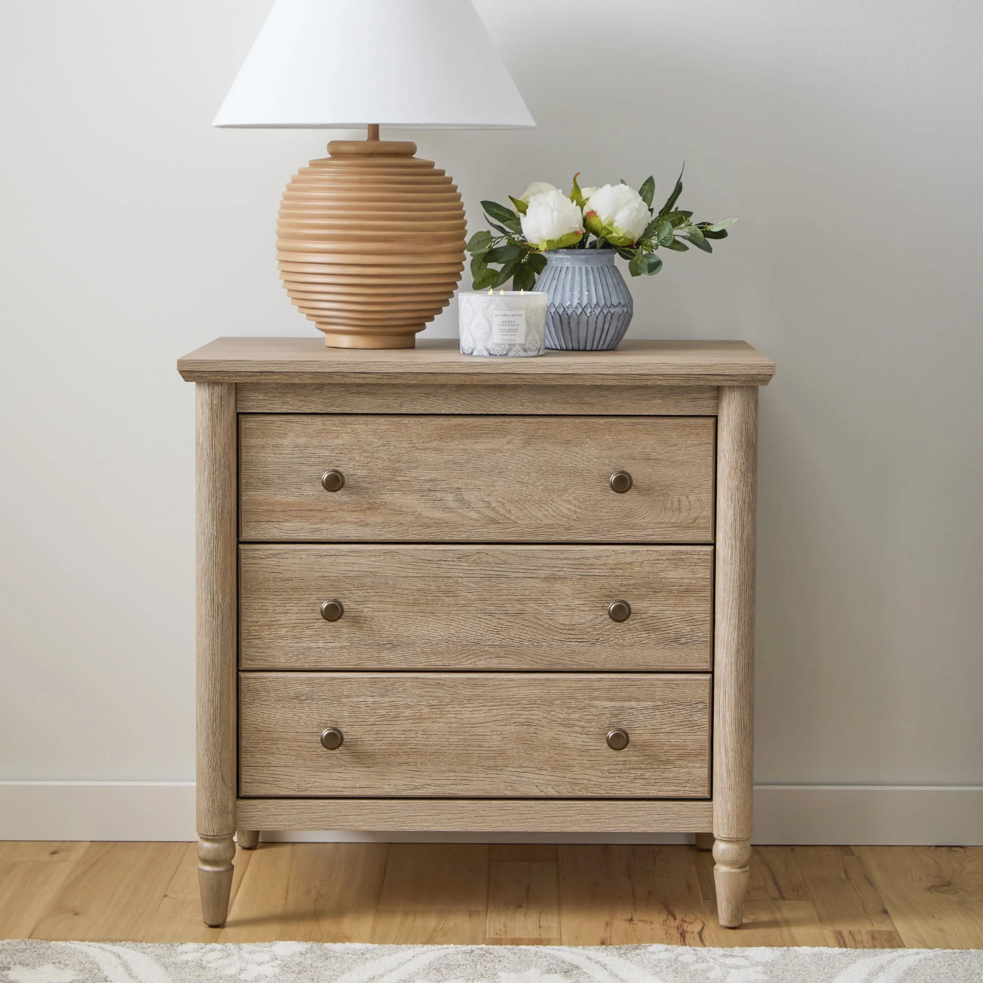 (2 pack) My Texas House Monroe 3 Drawer Nightstand with USB, Brushed Oak Finish | Walmart (US)