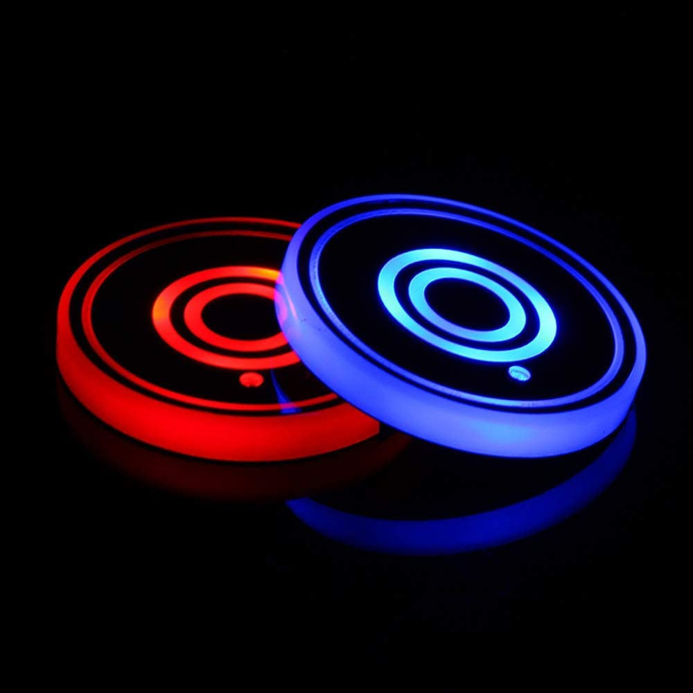 LED Car Cup Holder Lights, 7 Colors Changing USB Charging Mat Waterproof Cup Pad, LED Interior At... | Amazon (US)