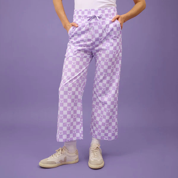 Disney Audrey Wide Leg Pants, Purple Check | Albion Fit