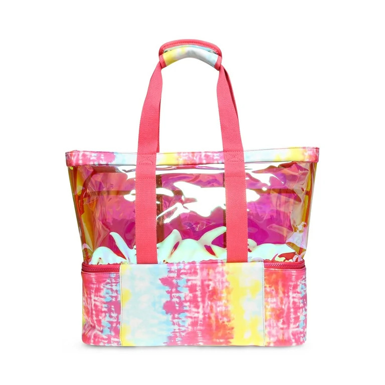 No Boundaries Women’s Zip Bottom Beach Tote Handbag, Multicolor | Walmart (US)
