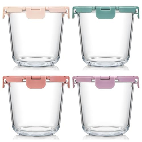 [UPGRADED LID] 6 Sets 3 Cup/24oz Borosilicate Glass Meal Prep Containers with Lids, Food Storage Bowl Jars for Soup Leftover Meal Lunch Oats Fruit Deli Salads - Microwave, Oven, Freezer Safe -BPA Free | Amazon (US)