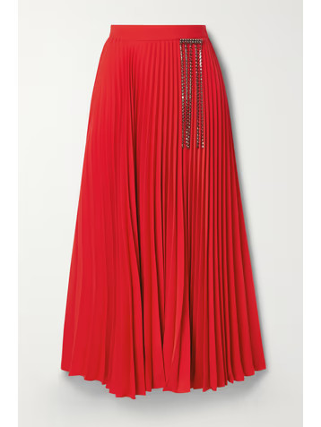 crystal-embellished pleated crepe midi skirt | NET-A-PORTER | NET-A-PORTER (US)