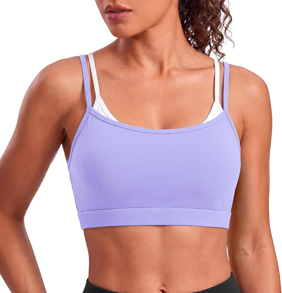 Aoysky Womens Strappy Sports Bras Color Block Faux Layered Sports Bra | Amazon (US)