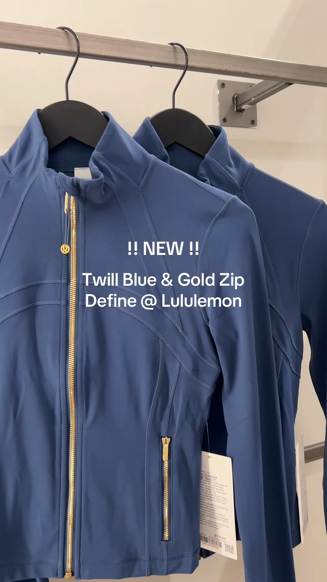 NEW Blue Twill Cropped Define Jacket with Gold Hardware! Finally diving into the darker tones as Summer comes to an end! 💫 The prettiest combo with matching bottoms out already! Grab yours here! #lululemon #definejacket 

#LTKActive #LTKautumn #LTKSeasonal