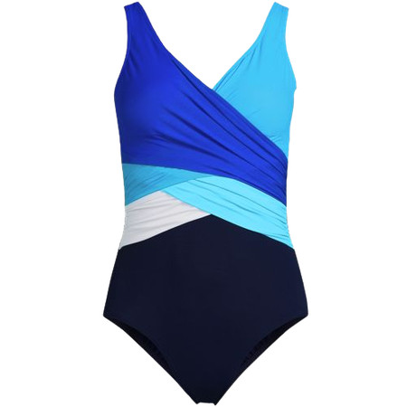 Women's SlenderSuit Tummy Control Chlorine Resistant Wrap One Piece Swimsuit | Lands' End (US)