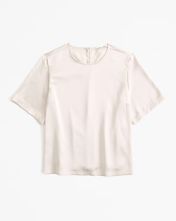 Short-Sleeve Satin Tee | Abercrombie & Fitch (US)