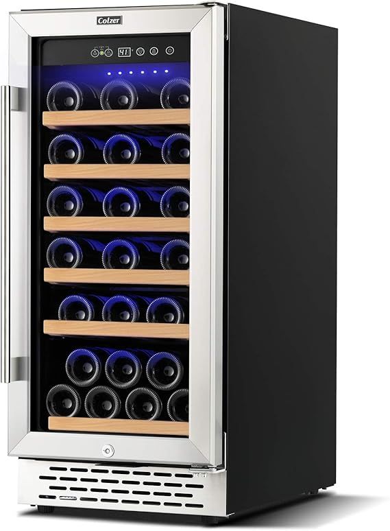 Colzer Upgrade 15 Inch Wine Cooler Refrigerators, 32 Bottle Fast Cooling Low Noise and No Fog Win... | Amazon (US)