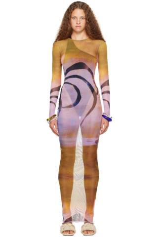 Brown & Purple High Tide Maxi Dress | SSENSE