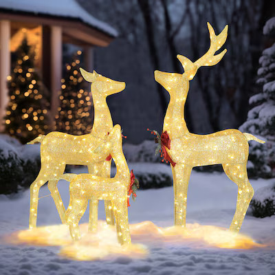 VEIKOUS 53.3-in Deer Free Standing Decoration with Clear LED Lights | Lowe's