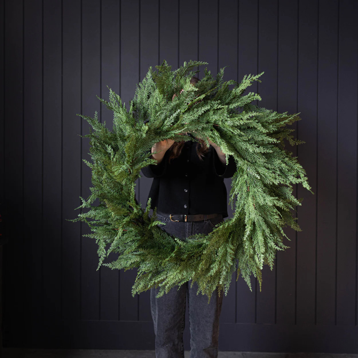 Cypress Leaf Full Real Touch Wreath - 34" | luxe bCO