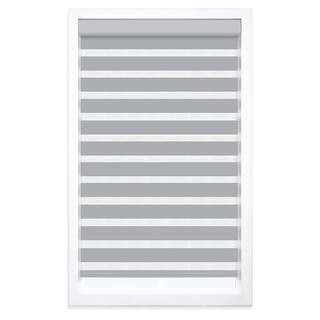 Gray Cordless Light Filtering Zebra Polyester Roller Shade, 27 in. W x 72 in. L | The Home Depot