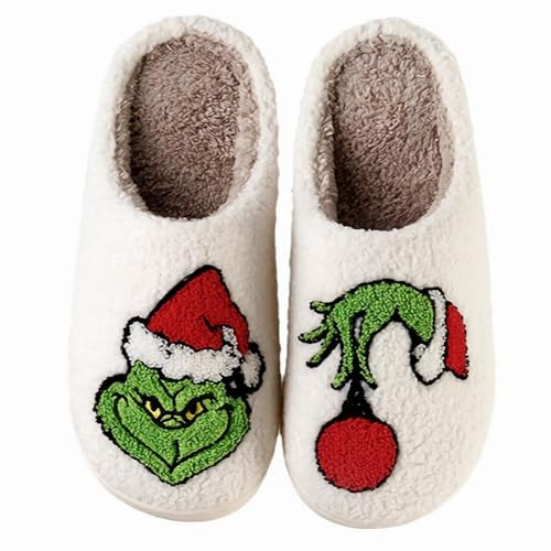 Christmas Slippers For Women Men Soft Plush Warm Slip-On Slippers Comfy Fur Lined House Slippers | Amazon (US)