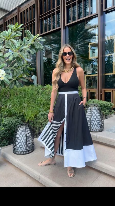 Trust me: if you are headed on vacation anytime soon, YOU NEED THIS DRESS! Looks incredible with sandals or heels, and yes, it’s a splurge, but such a classic silhouette that you’ll wear for YEARS! Plus, THERES POCKETS 🙌🏻🖤🤍🖤🤍 Linked the entire look and some of my other favorite black & white pieces as of lately  

#LTKstyletip #LTKover40 #LTKtravel