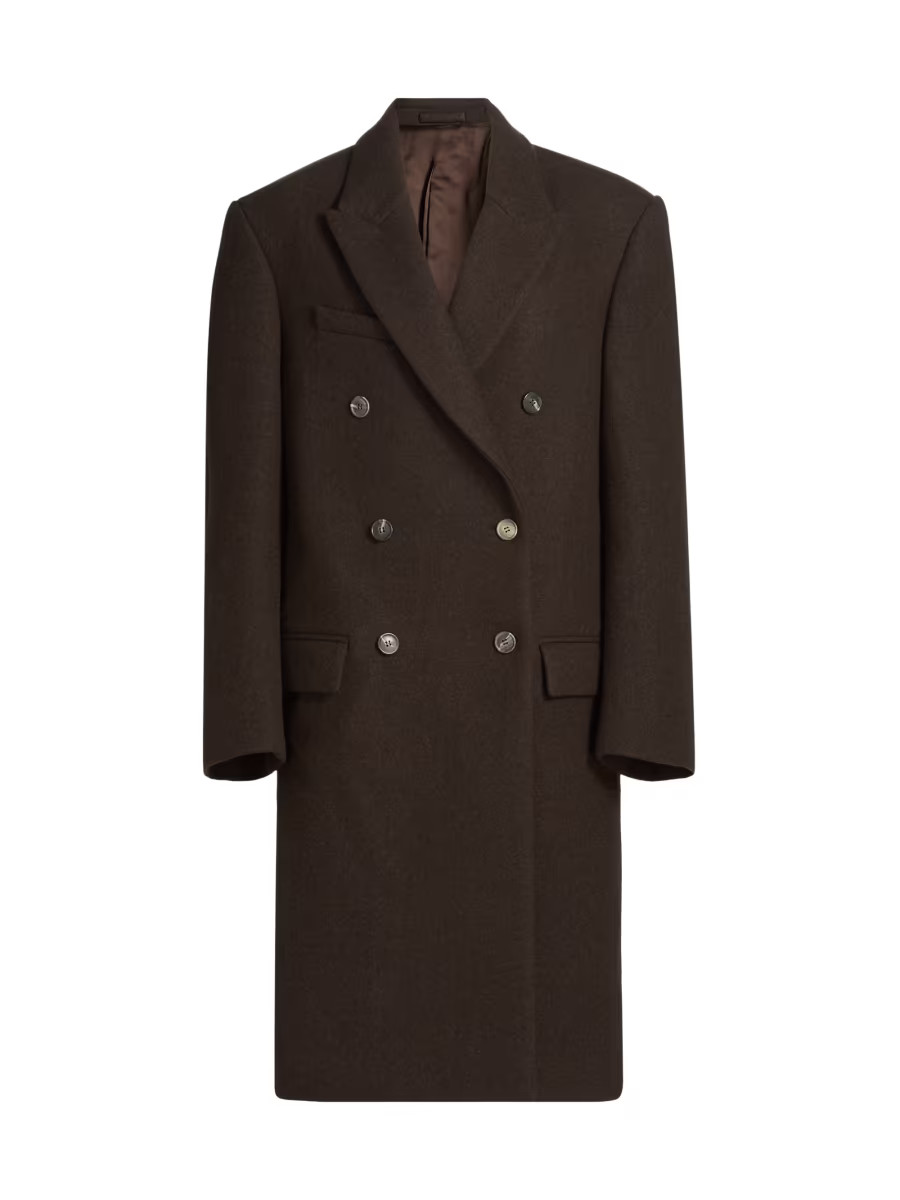 Hailey Bieber Double-Breasted Wool Coat | Saks Fifth Avenue