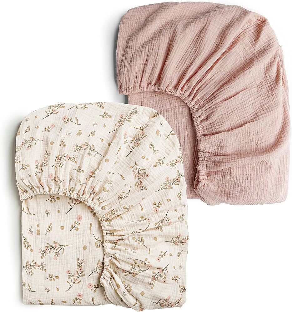 Konssy Muslin Crib Sheets 2 PCS, 100% Cotton Crib Sheet for Standard Crib Mattress(28"x 52"), Fit... | Amazon (US)