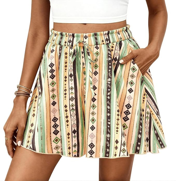 PRETTYGARDEN Women's Flowy Shorts Summer Fashion 2026 Beach Vacation Clothes Casual High Waist Wi... | Amazon (US)