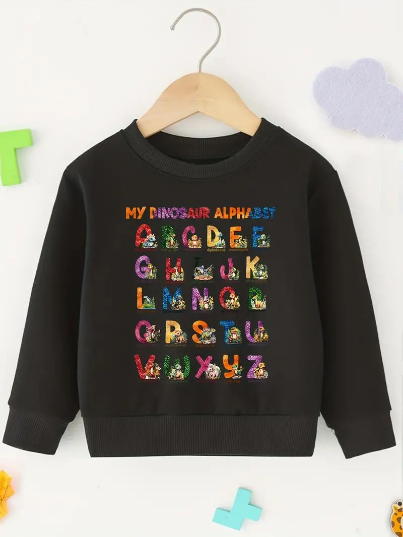 Cartoon Dinosaur Alphabet Pattern Print Sweatshirt For Kids - Temu | Temu Affiliate Program