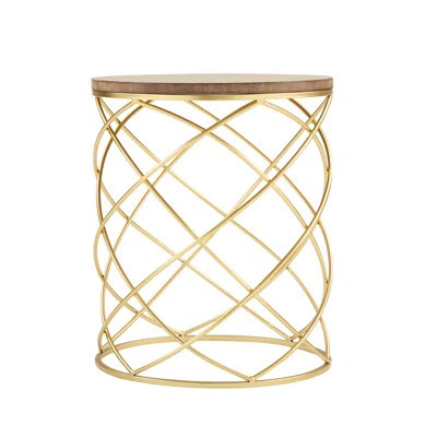 Top And Metal Frame Golden Side Table, Modern Aesthetic, Practical, 17X17x20.5, No Assembly Required For Daily Use Construction, Versatile Various Nee | Wayfair North America