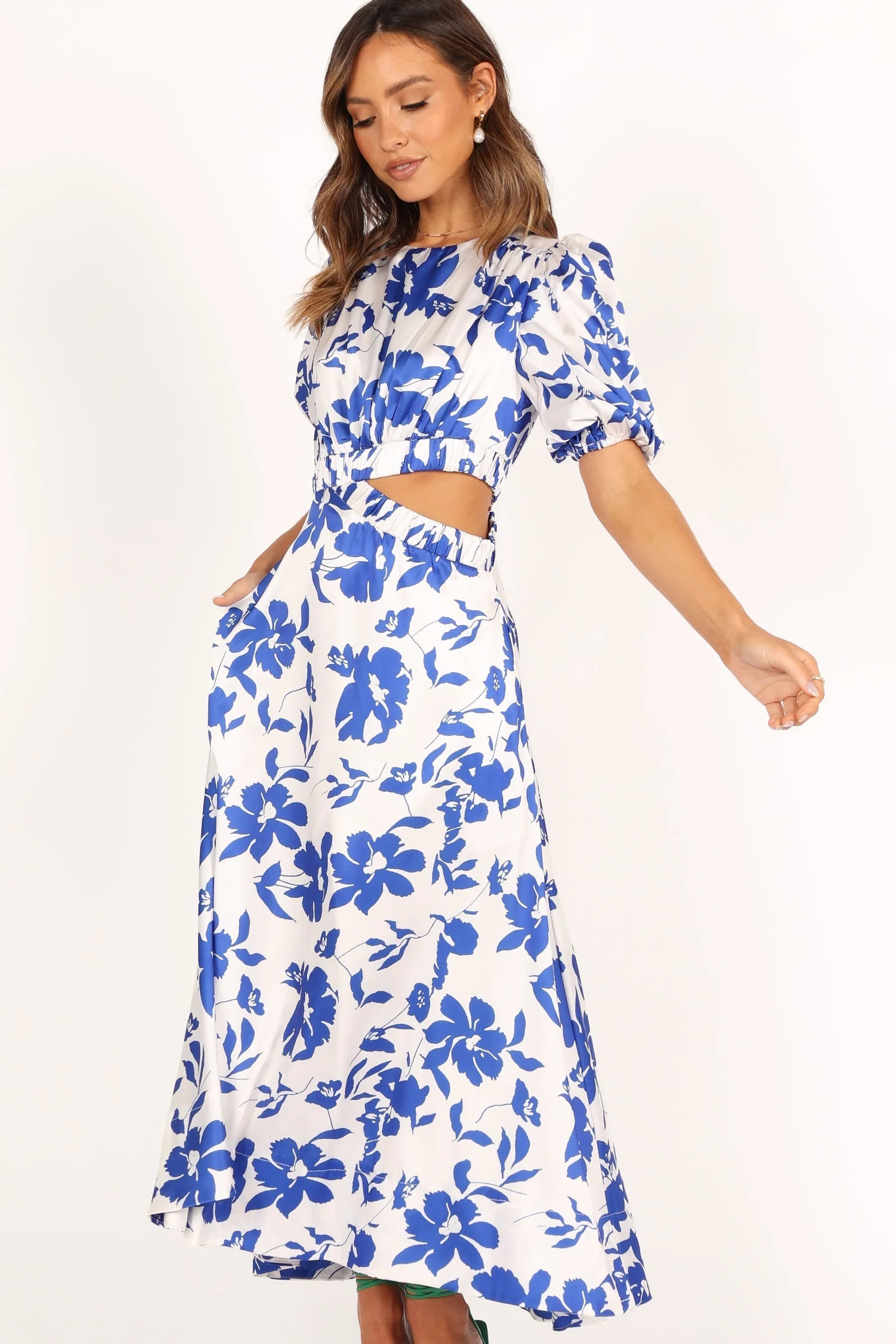 Aminah Puff Sleeve Dress - Blue Floral | Petal & Pup (US)