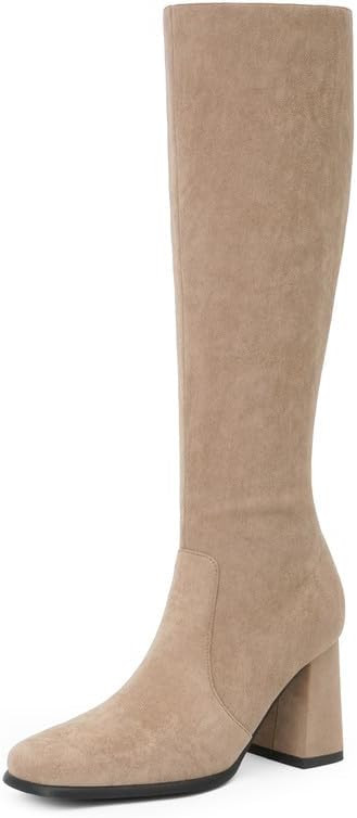 Modatope Knee High Boots Women Chunky Heel Square Toe Tall Boot for Women High Heel Side Zipper L... | Amazon (US)