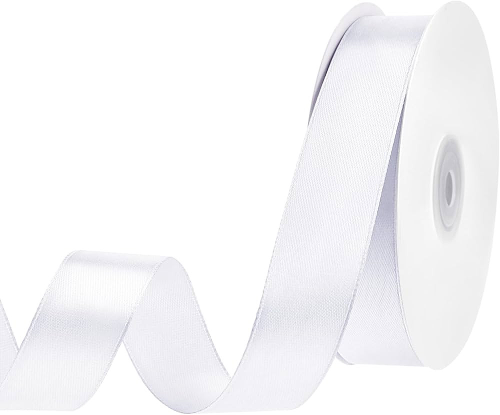 White Satin Ribbon 1 Inch 50 Yards White Ribbon for Gift Wrapping Wedding Invitation Flower Bouqu... | Amazon (US)