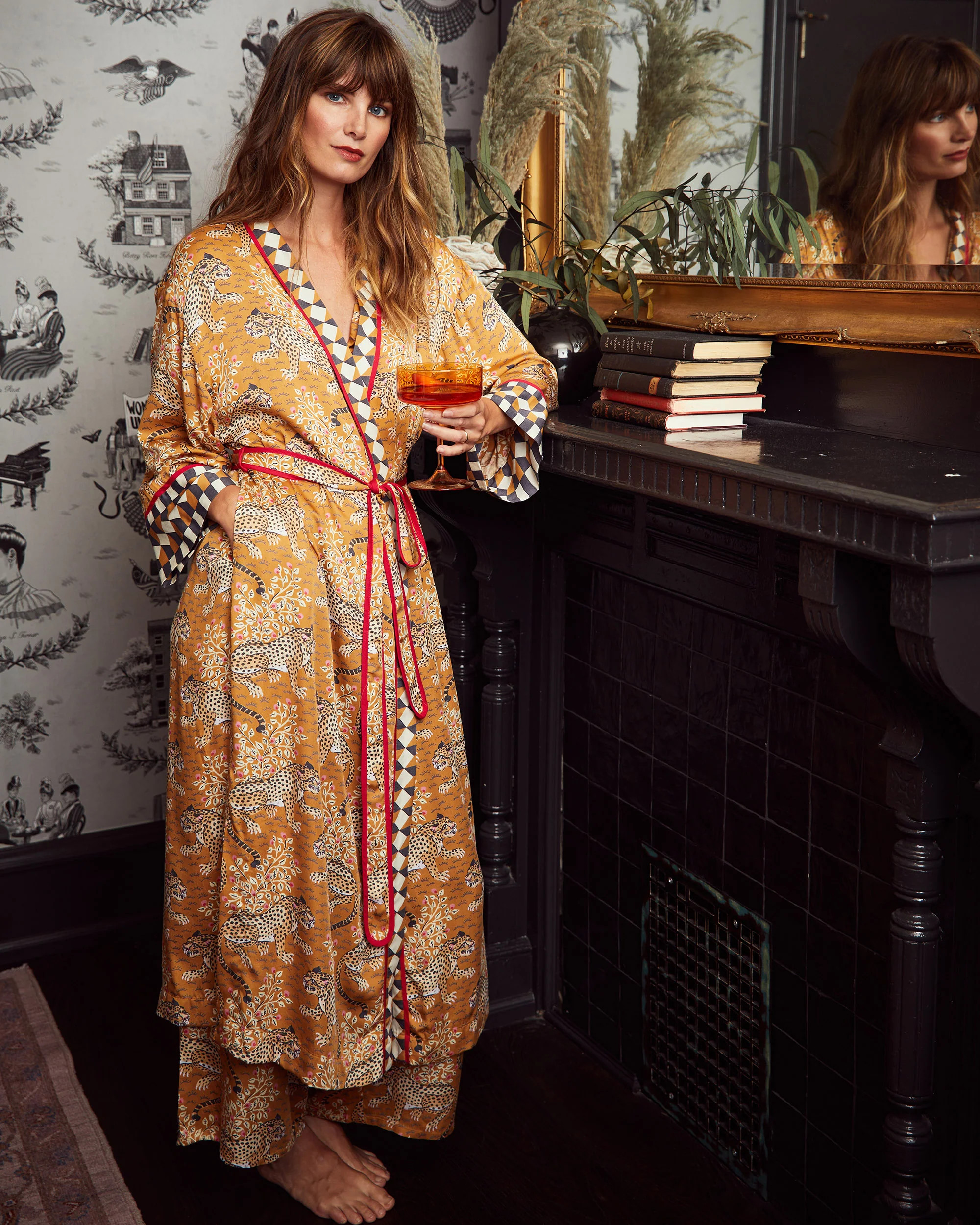 Bagheera - Women's Satin Robe- Tobacco | Printfresh