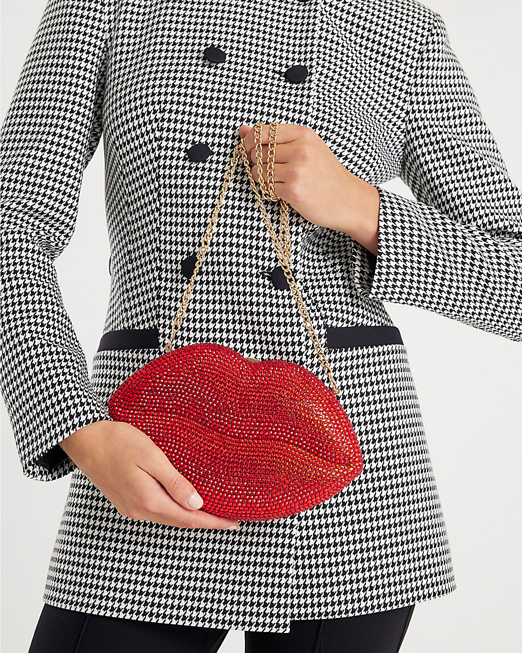 Red Diamante Lips Clutch Bag | River Island UK & IE