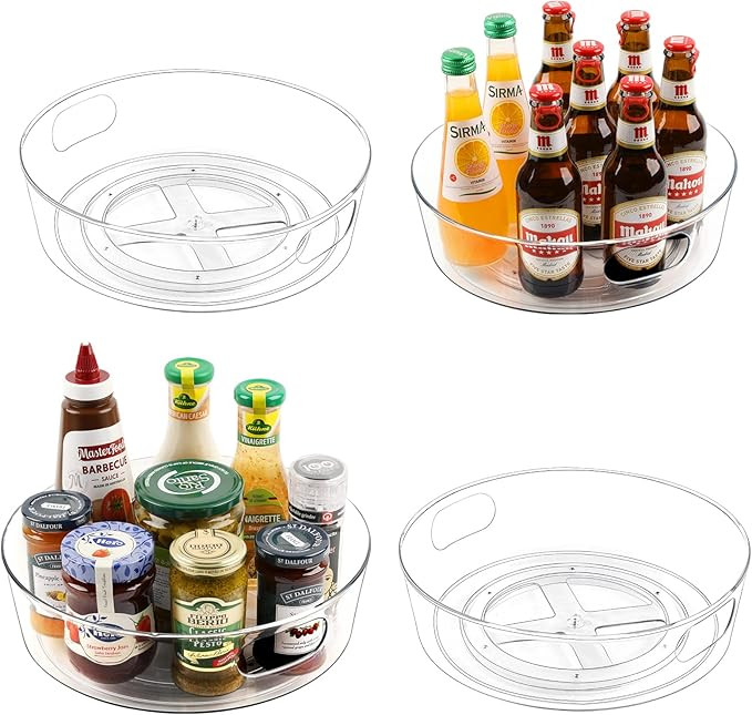 4 Pack Lazy Susan Organizer for Cabinet, Upgraded 11.5" Clear Lazy Susan Turntable with Handles a... | Amazon (US)