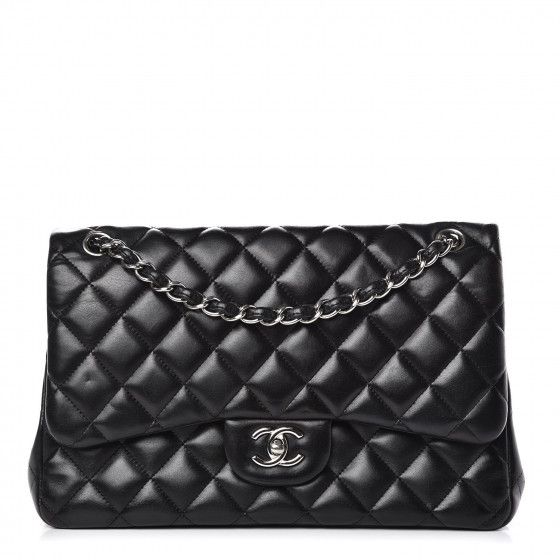 CHANEL Lambskin Quilted Jumbo Double Flap Black | Fashionphile