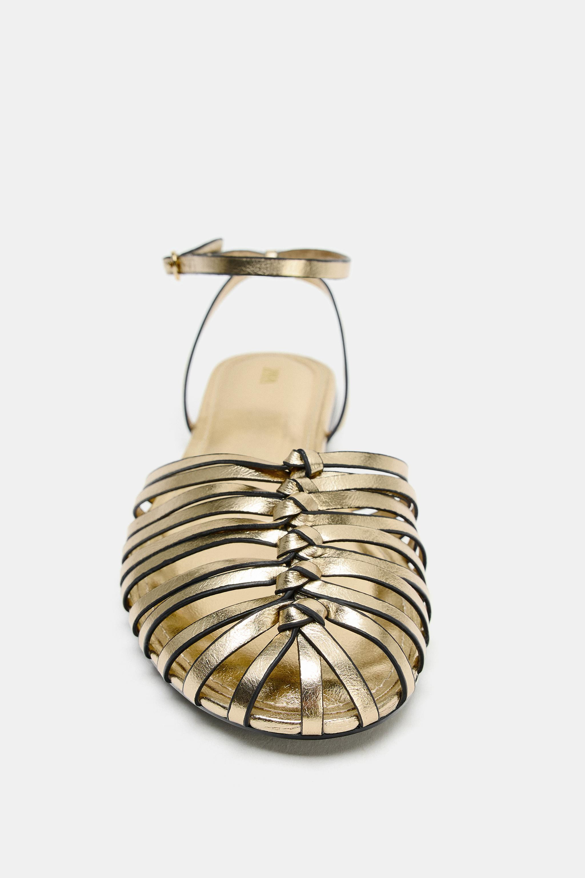 METALLIC EFFECT FLAT FISHERMAN SANDALS | Zara US