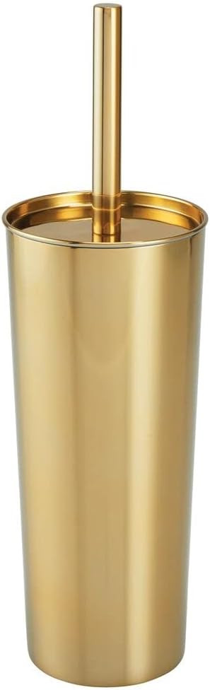 Amazon.com: mDesign Stainless Steel Toilet Bowl Brush and Holder Set, Modern Metal Compact Storag... | Amazon (US)