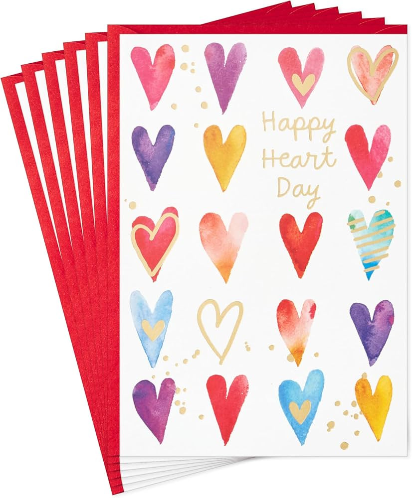 Hallmark Valentines Day Cards, Happy Heart Day (Pack of 6 Cards with Envelopes) | Amazon (US)