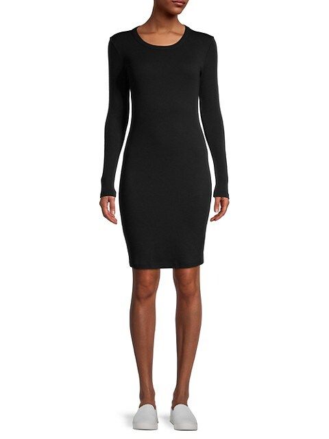 James Perse Long-Sleeve Rib-Knit Dress on SALE | Saks OFF 5TH | Saks Fifth Avenue OFF 5TH